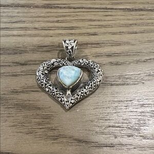 Larimar Heart Sterling Silver Pendant